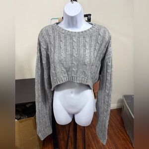 OGL Gray Cable Knit Cropped Sweater